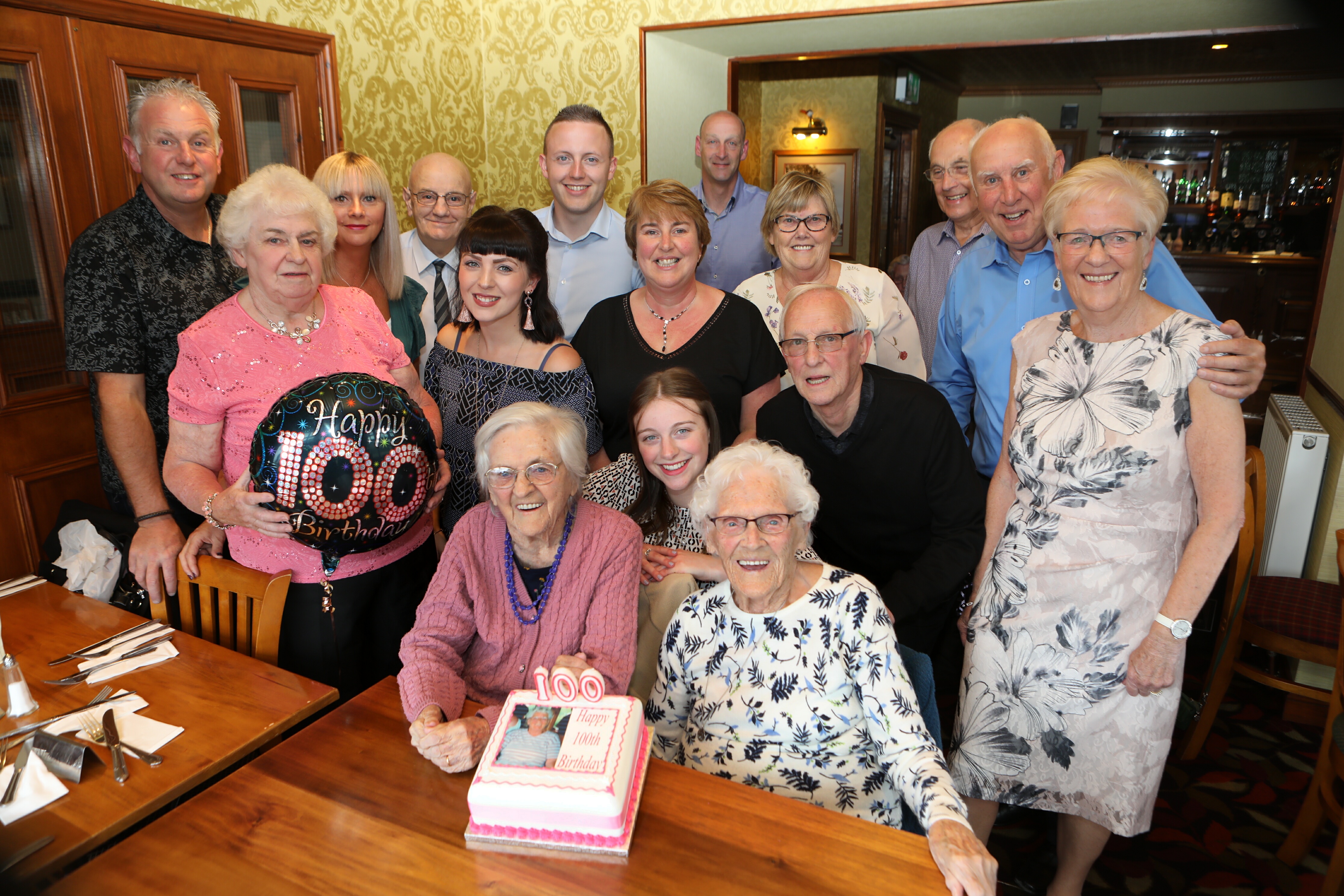 Gauldry woman Ruby Moir (in the pink jumper) celebrated her 100th birthday with a party with family & friends in the St Michaels Inn, Leuchars.