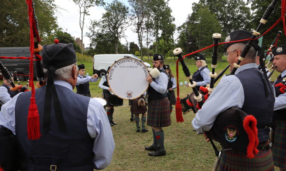 Perth, the Perth & District pipe  played to the crowds.