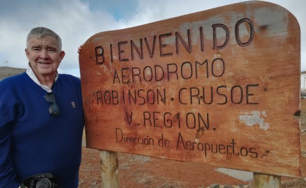 Descendant of Alexander Selkirk, Ian Hendrie, visited the island where his ancestor was marooned.