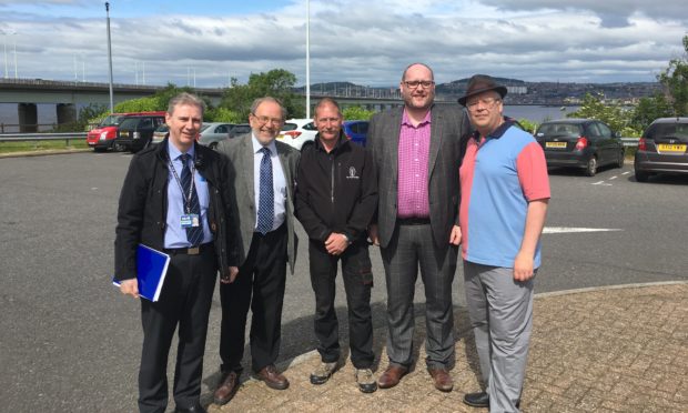 From left Tony McRae, Tim Brett, Neil Fergusson, Tay Road Bridge transport manager, Scott Hall, Cllr Jonny Tepp.