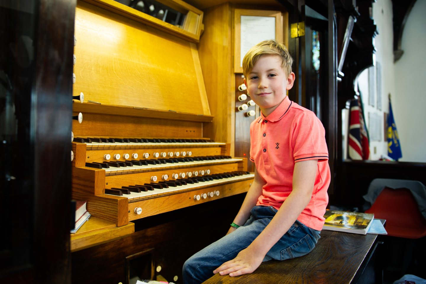 Harry Brown learns how to play the organ atSt Mary Magdalenes Episcopal Church, Dudhope Crescent Road, Dundee.
