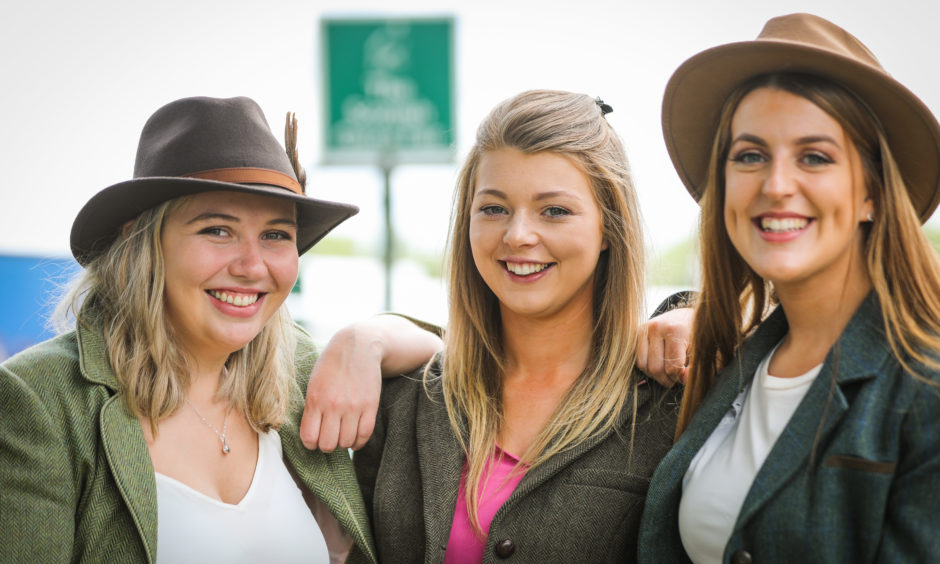 Lois Scott, Maddie Clarke and Louise Greenhill at the Scottish Game Fair at Scone Palace.