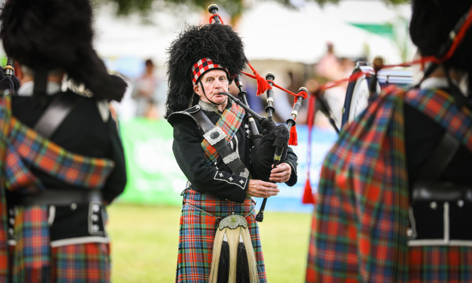 Blairgowrie and District Pipe Band at the Scottish Game Fair at Scone Palace.