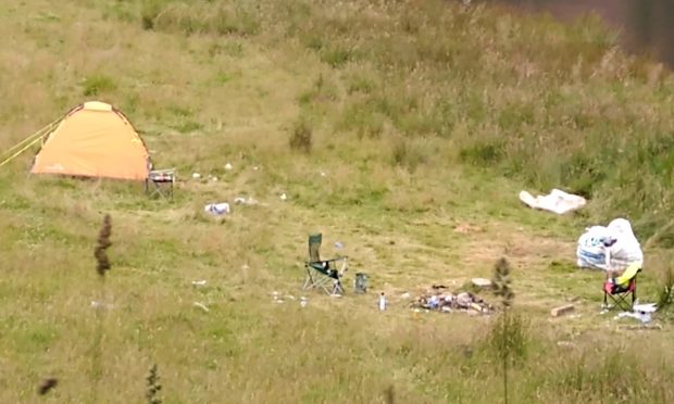 Abandoned campsite at Loch Tummel in Highland Perthshire