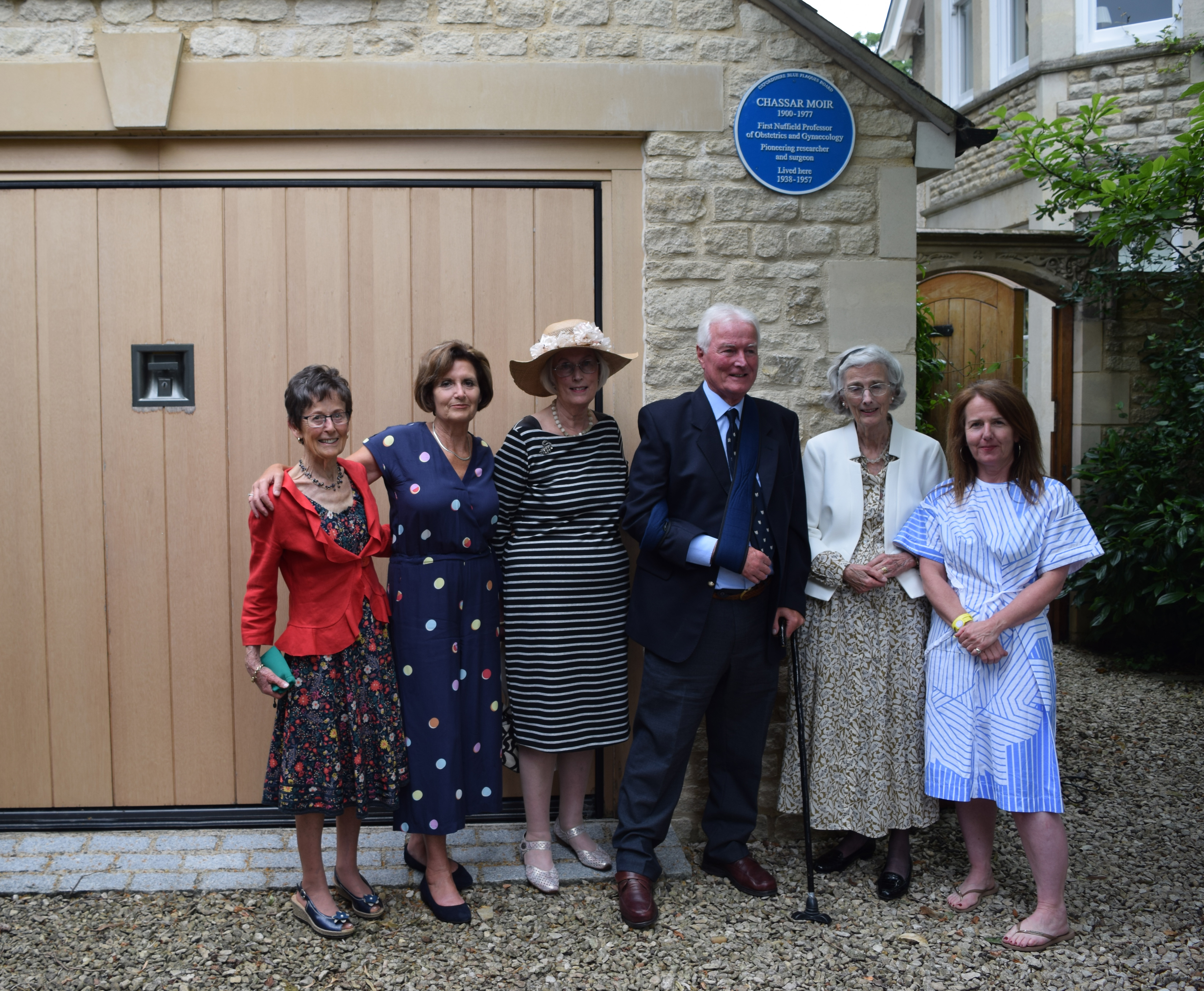 The Moir family at the unveiling of the plaque, from left, Sue, Michelle, Jane, and John Moir, Priscilla Moir-Sharp and Priscilla’s daughter, Fi Glover.