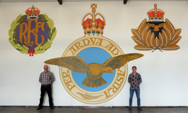 Artist Peter Hill and MIke Samson have recently completed a 15 foot mural at the centre depicting the RAF and the badges of the Royal Flying Corps (RFC) Montrose and Royal Naval Air Service (RNAS).