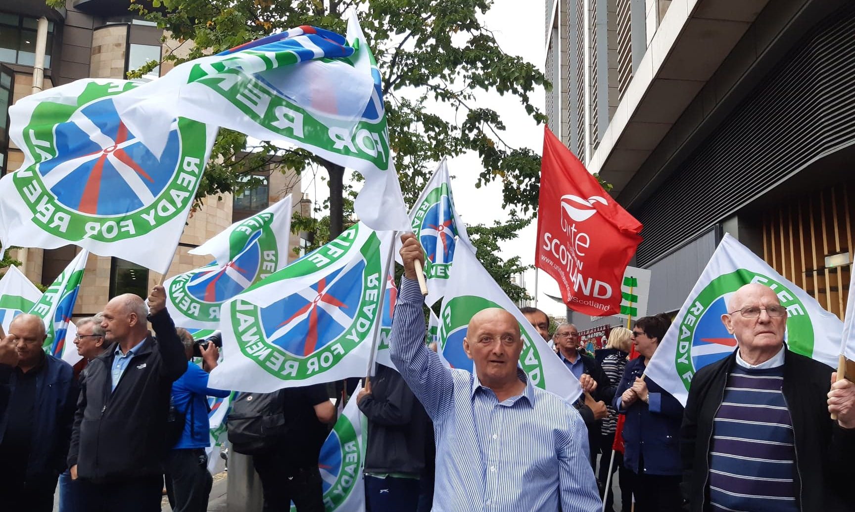 Protesters at EDF offices in Edinburgh