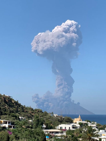 Handout photo taken with permission from the Twitter feed of @FionaCarter of the eruption of the Stromboli volcano in on the island of the same name, off the coast of Sicily. PRESS ASSOCIATION Photo. Issue date: Wednesday July 3, 2019. See PA story SCIENCE Volcano. Photo credit should read: Fiona Carter/PA Wire<br />