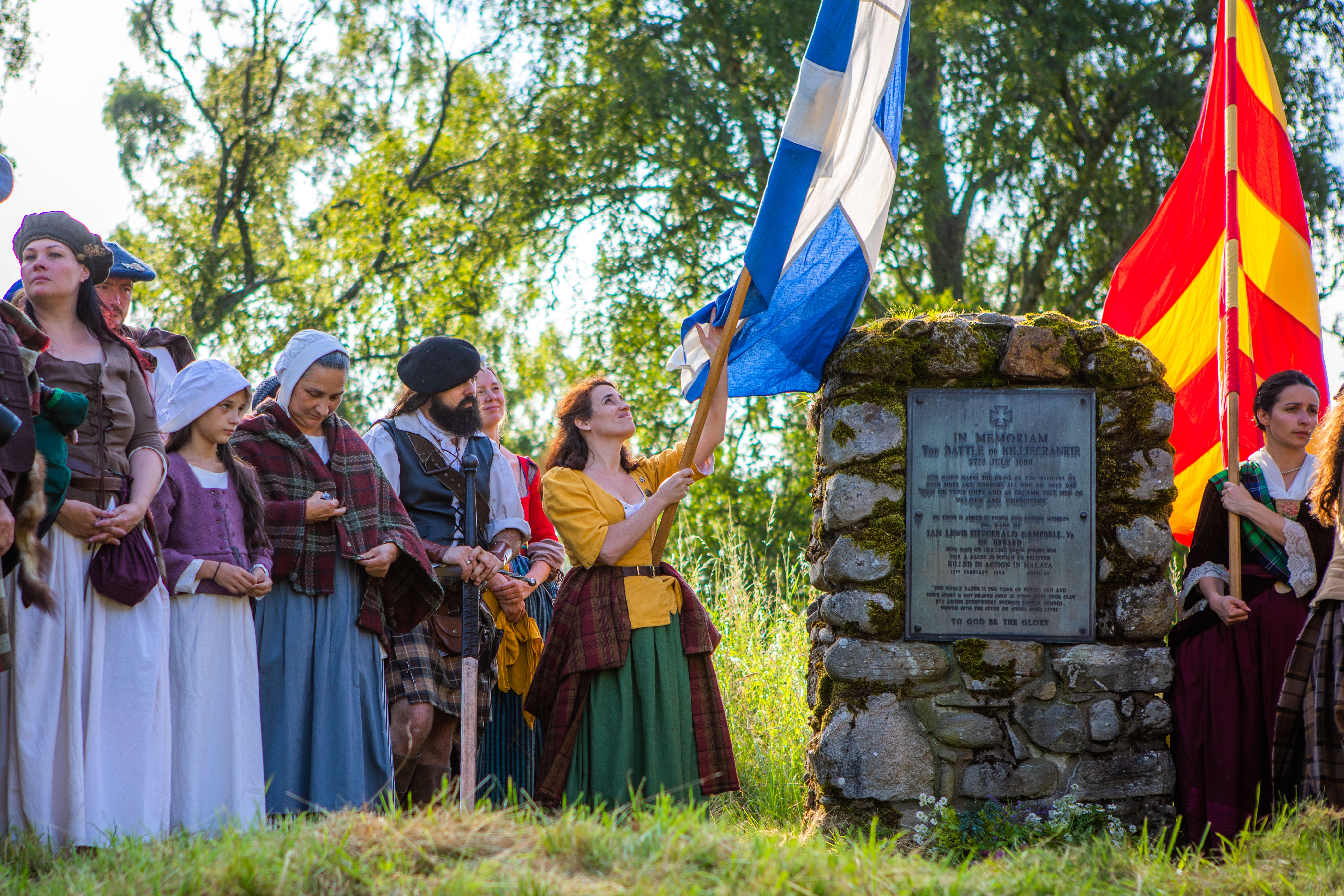 A ceremony at the battlefield memorial cairn commemorating the 330th anniversary of the Battle of Killiecrankie.