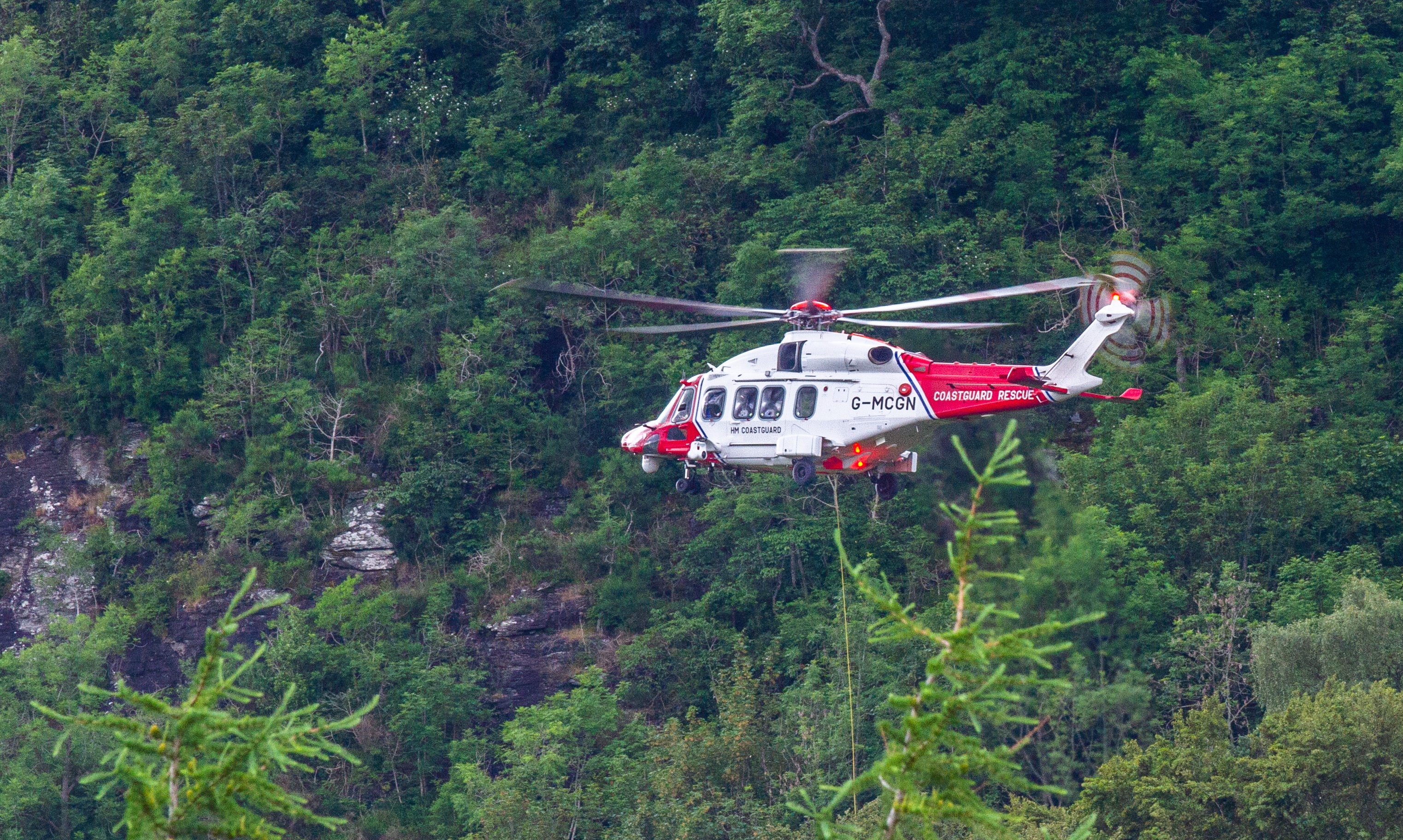 A Coastguard rescue helicopter.