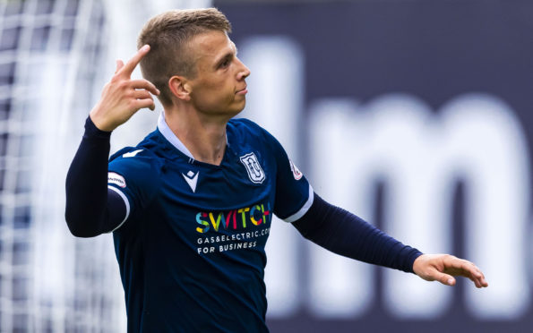 Dundee striker Andrew Nelson after opening the scoring.