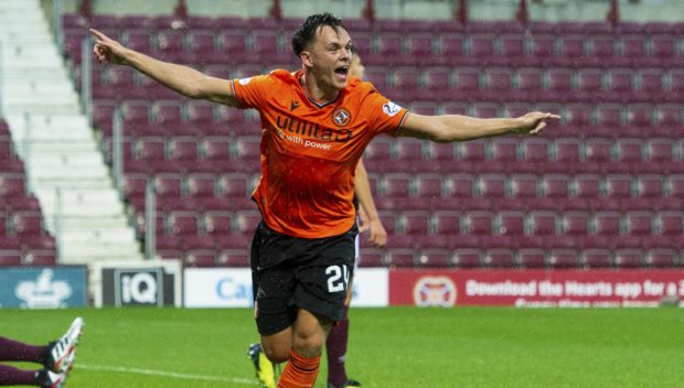 Lawrence Shankland after opening the scoring for United.
