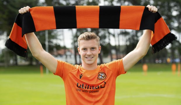 New Dundee United signing Adam King is presented to the media.