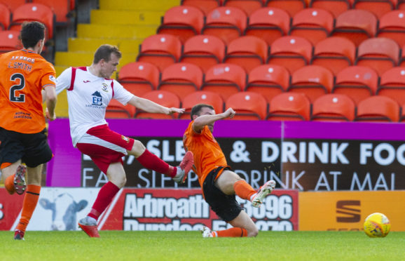 Liam Watt scores against United.