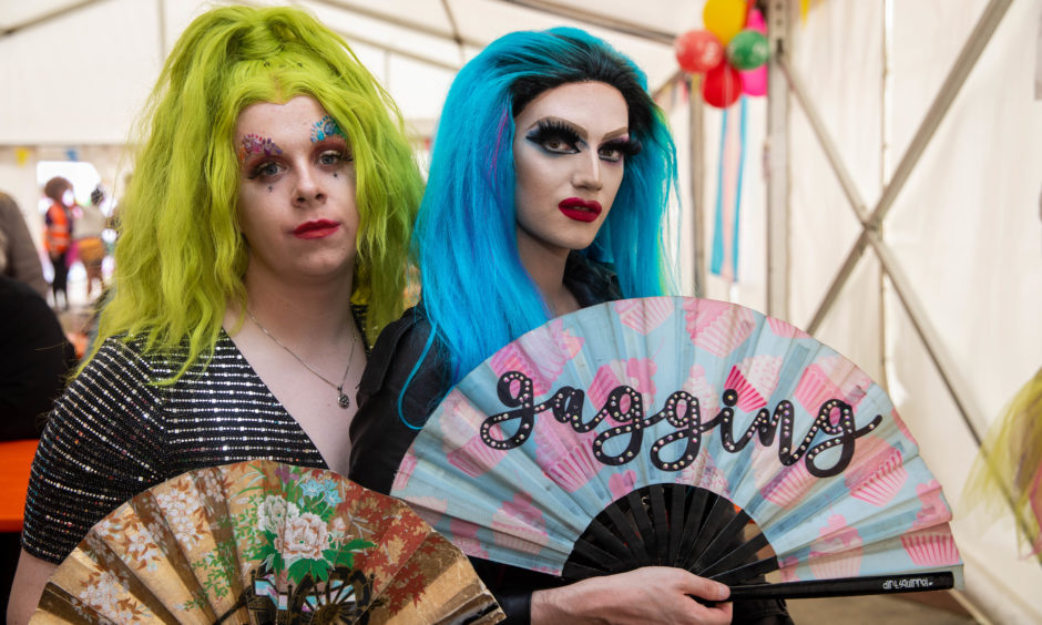 Ivy Diamondz (18) and Annita Qween (25) from Kirkcaldy and Stirling, both ready for their stage drag performances.