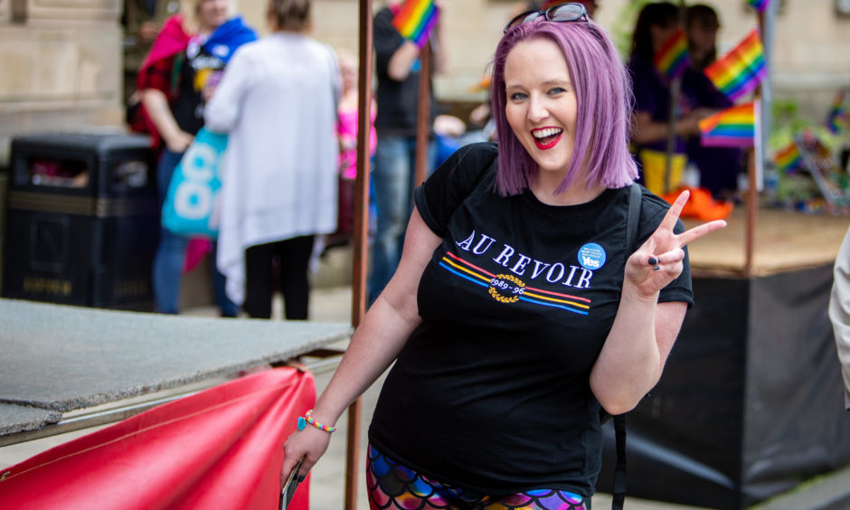 Rachel Campbell (30) from London but originally Australia visits the Pride Kirkcaldy event.