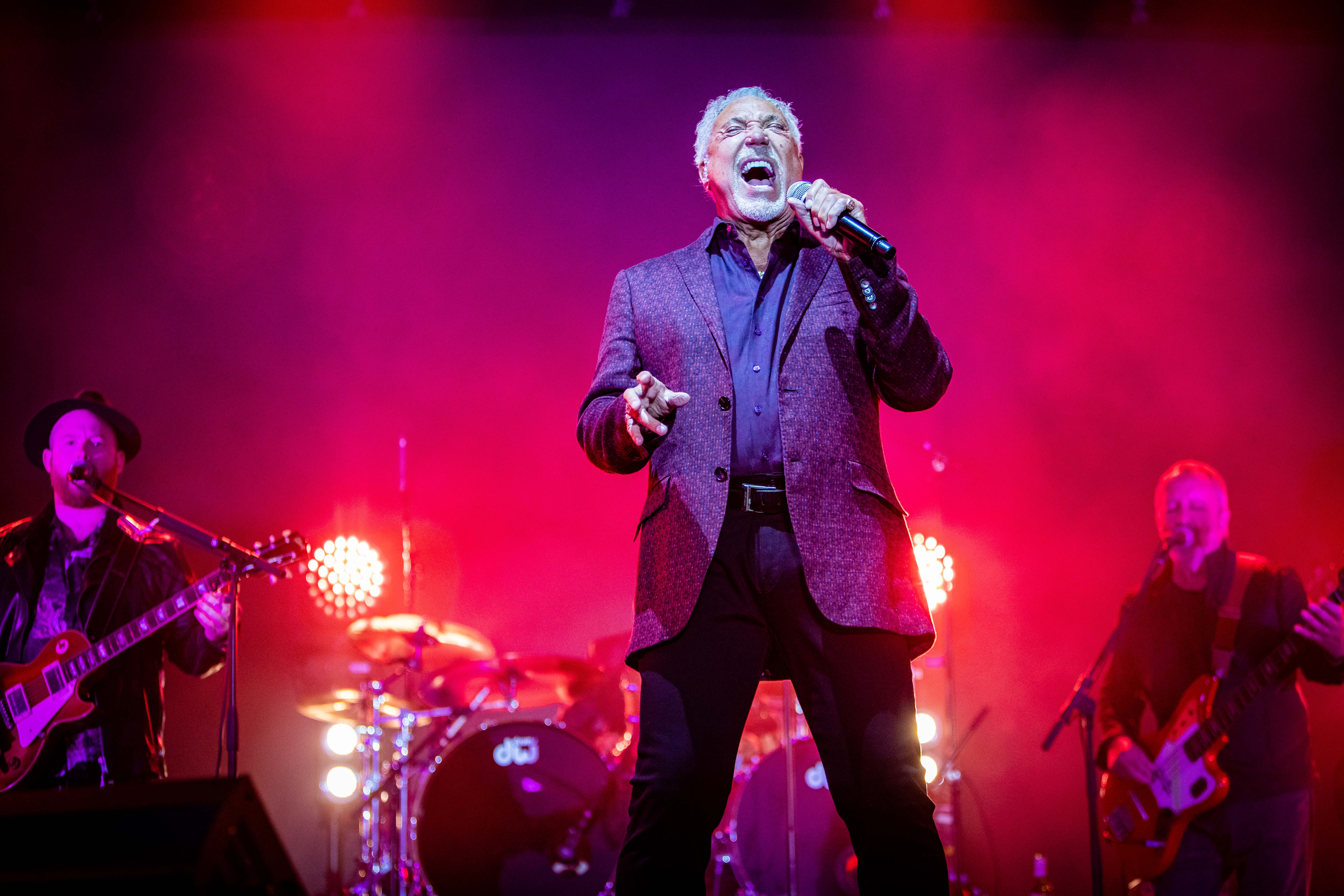 Tom Jones on stage in Dundee.