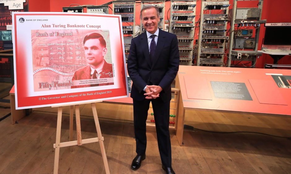 Governor of the Bank of England, Mark Carney, during the announcement that Second World War code-breaker Alan Turing has been selected to feature on the next £50 note,