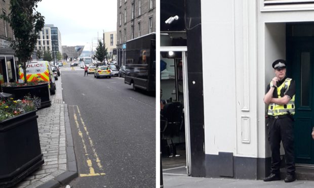 Police on Union Street, Dundee, on Friday morning.