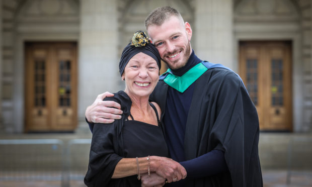 Matilda Latronico who is suffering from cancer, with son Sam Latronico, 27, from Perth who graduates in Ethnical Hacking.