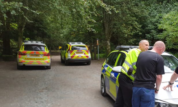Police at the scene at The Birks of Aberfeldy.