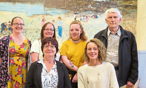 Some of the new artists for this year: back, left to right, Ann Marie Reoch, Pauline MacLean, Ionagh MacLean, Anthony Shellard; front, Carol McLements and Gillian Wight.