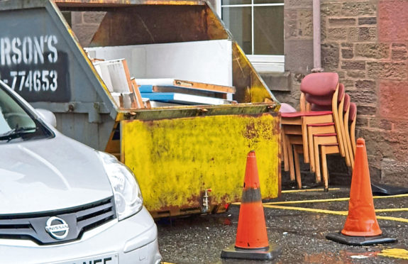 A cancer patient was unable to get parked in a blue-badge space at Arbroath Royal because a skip was placed there.