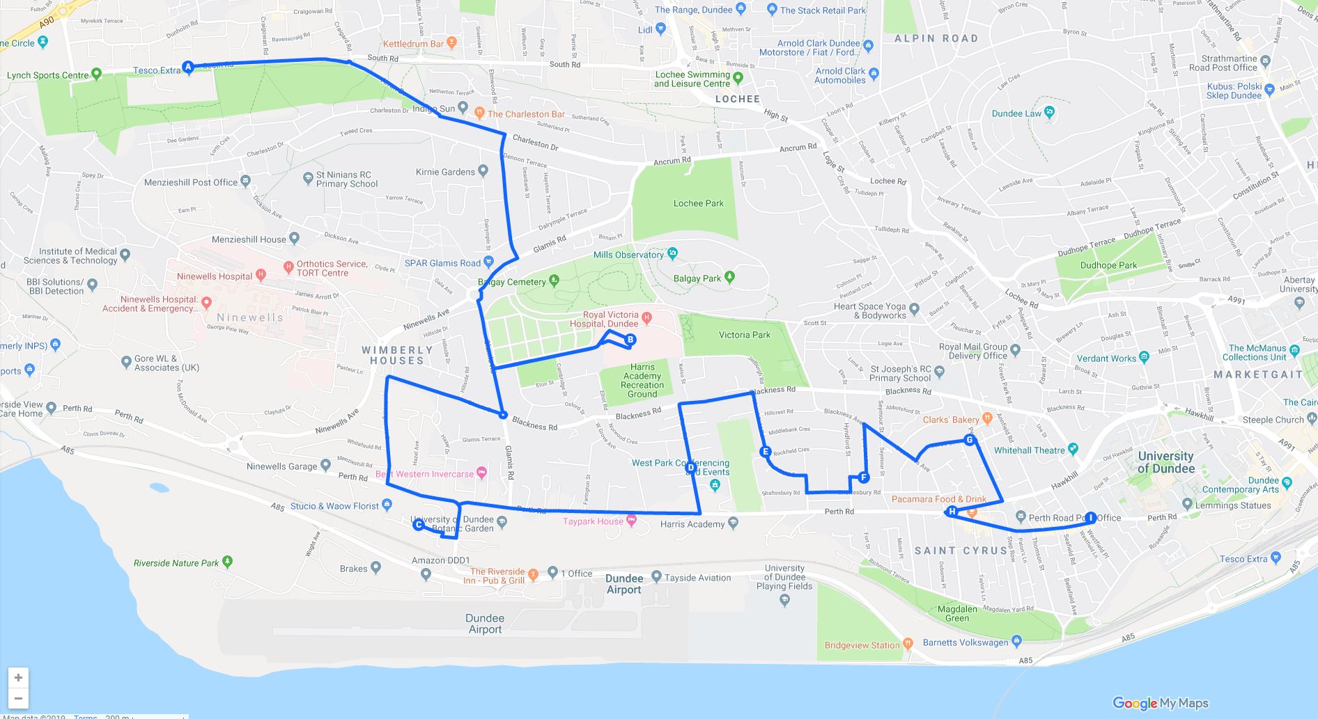 A map of the new Blether Bus route.