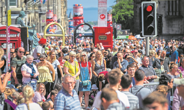 The Royal Mile in Edinburgh is usually teeming with tourists for the annual festival.