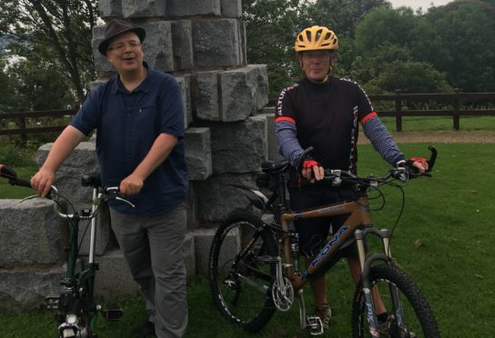 Lib Dem Councillor Jonny Tepp and Andrew Morrison  from North Fife Cycles.