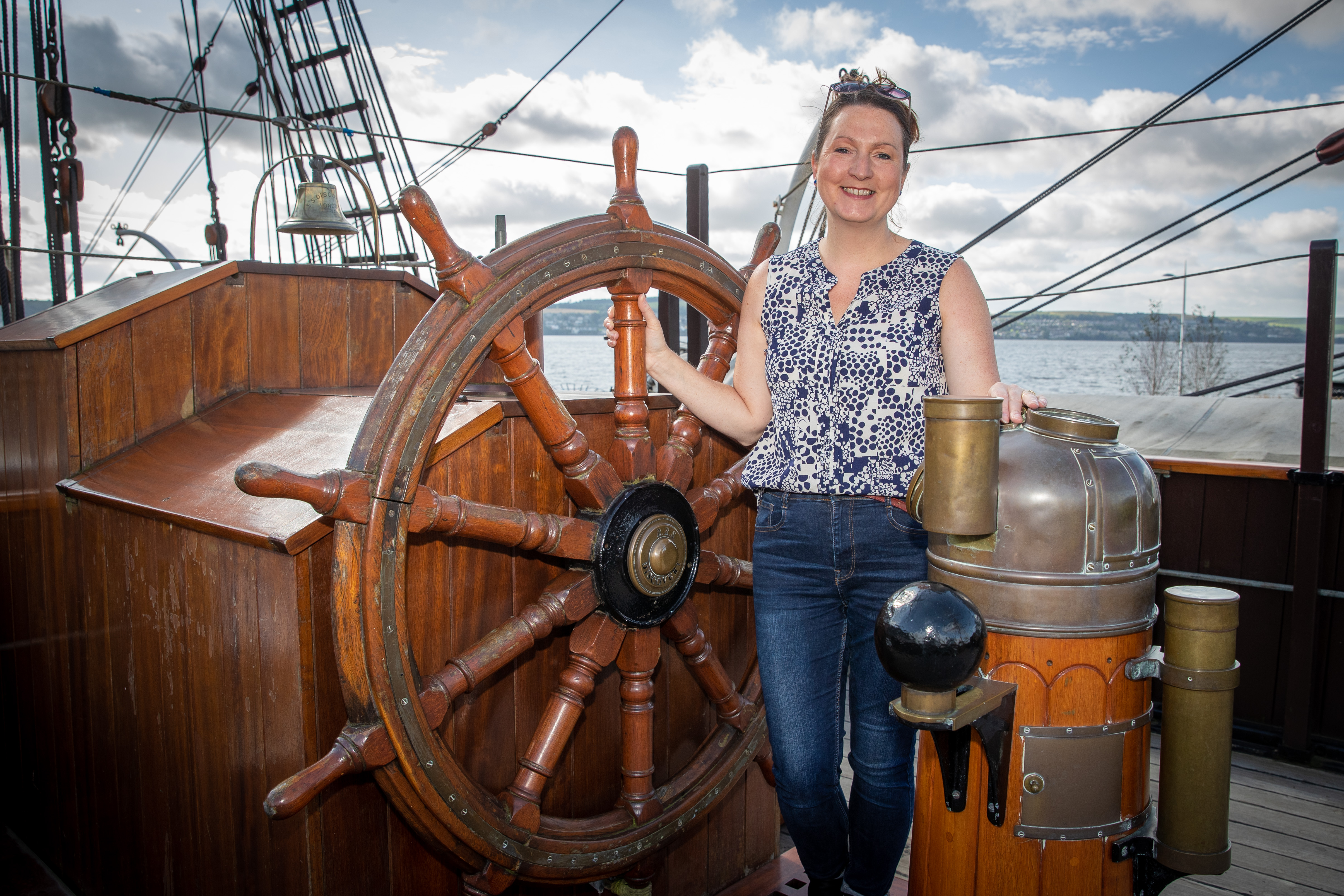 Dr Rebecca Wade aboard the RRS Discovery.