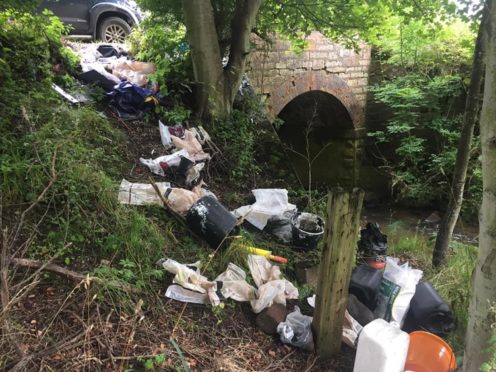 Flytipping near Elie Holiday Park.