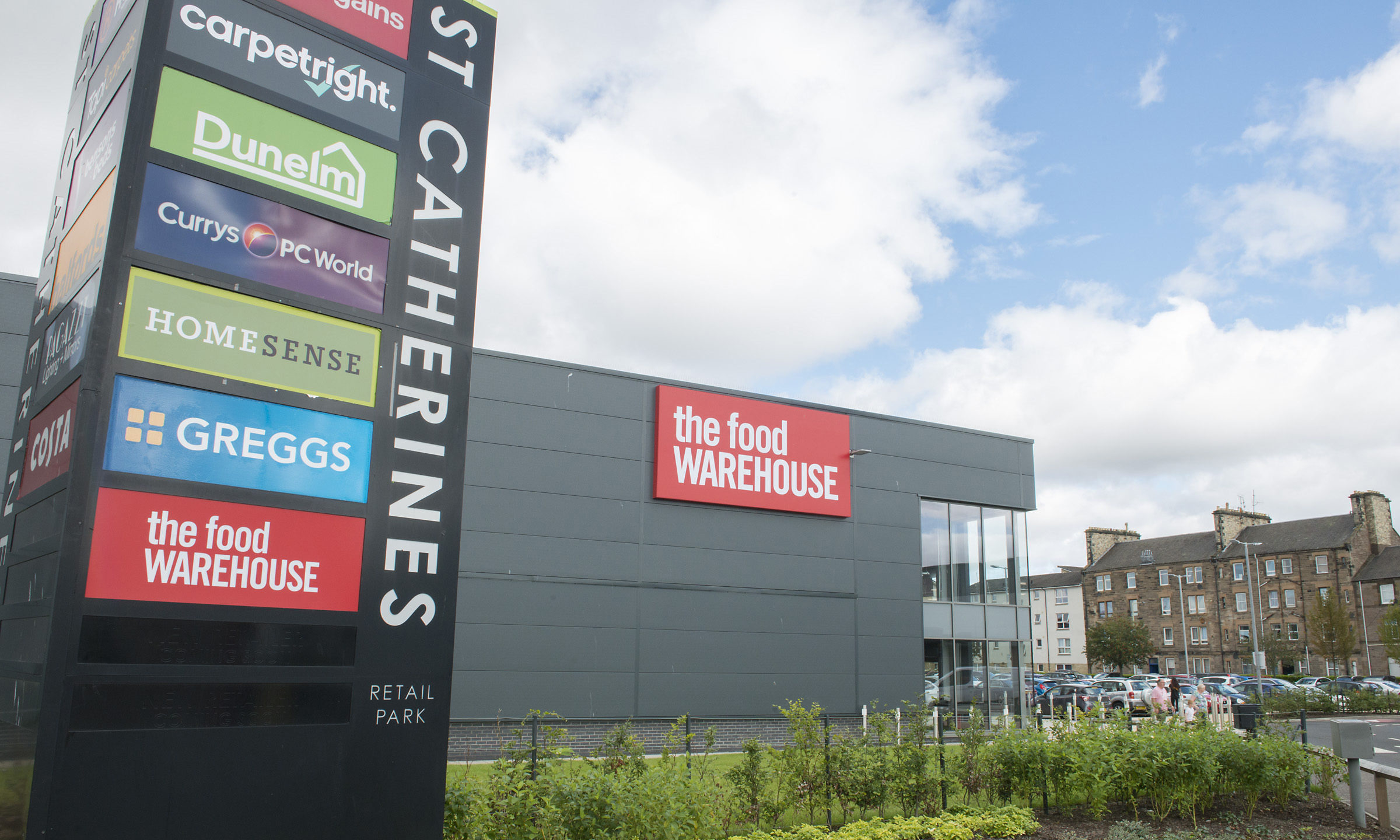 The Food Warehouse sign at St Catherine's Retail Park.