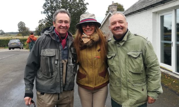 Paul Whitehouse, Claire Mercer Nairne (with Bob's "stolen" hat) and Bob Mortimer at Meikleour