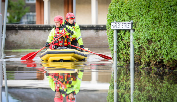 Residents had to be evacuated from houses in the Park Road area of Rosyth on Wednesday after intense rain fall saw houses flooded.