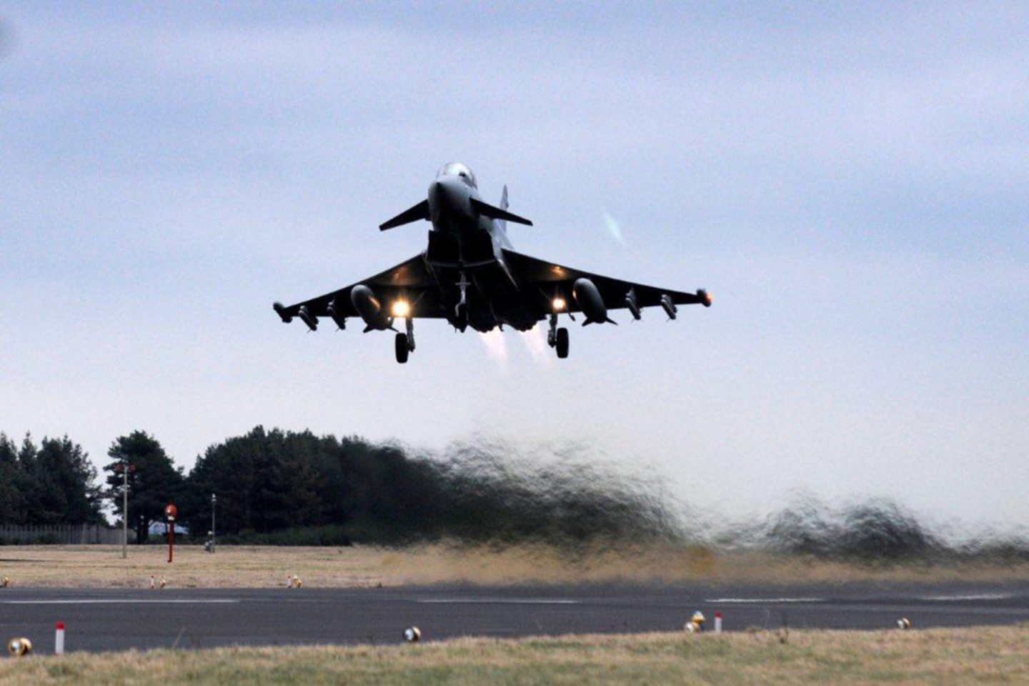 A Typhoon jet takes off.