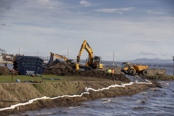 The clean up operation at Limekilns following the discovery of contamination on the local beach.