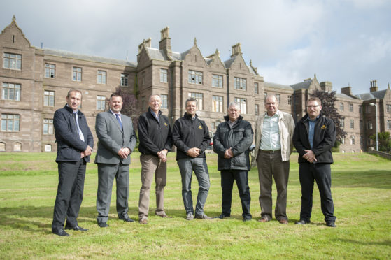 From left: Cllr Bill Duff, Cllr Mark Salmond, Jamie Pert, Craig Bruce, Cllr Tommy Stewart, Cllr, Ron Sturrock and David Stewart, from Pert Bruce