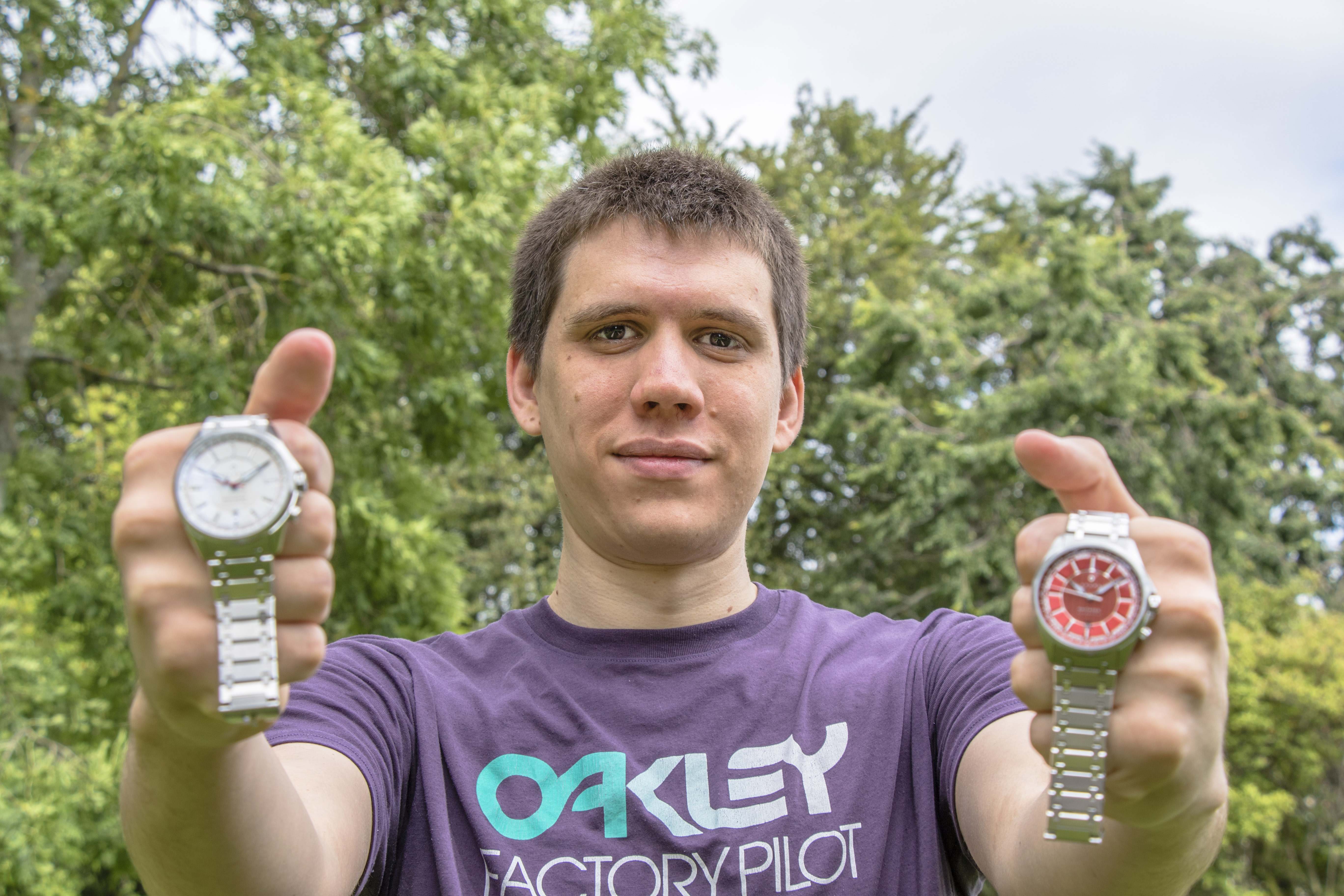 Philipp Schoenfisch with two of his watches