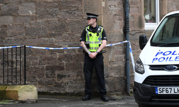 A police officer at New Row in Perth