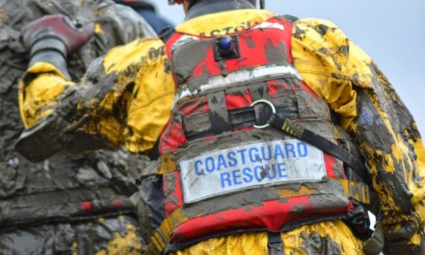 The coastguard crew during the rescue.