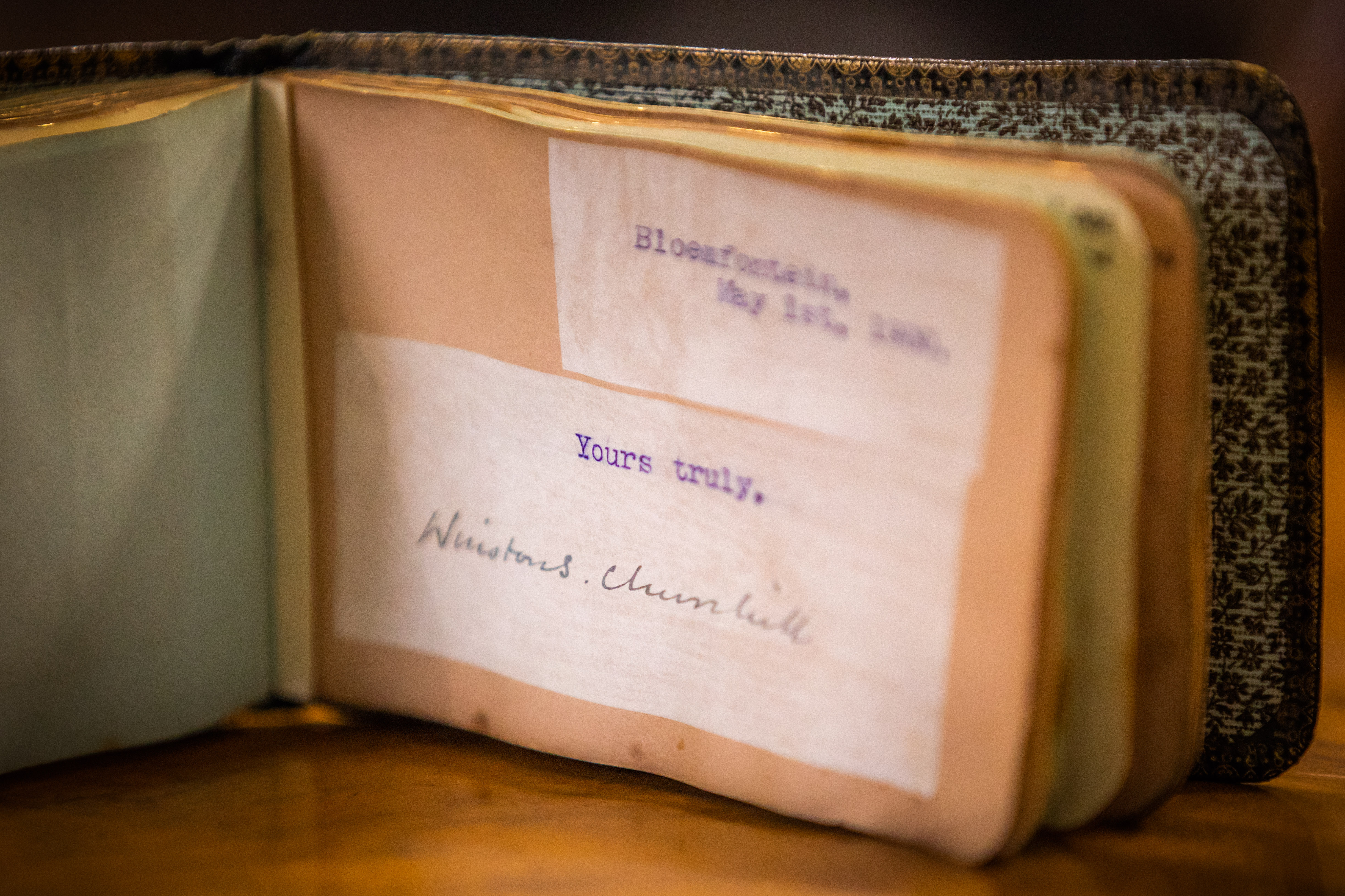 The autograph book featuring famous signatures, including Winston Churchill (pictured).  Picture Credit - Steve MacDougall.
