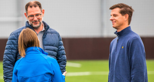 Tim Keyes, right, with John Nelms at the Regional Performance Centre For Sport.