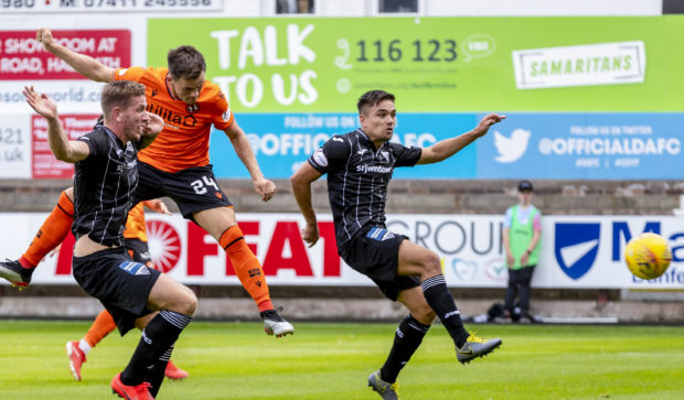 Lawrence Shankland heads Dundee United into a 2-0 lead.