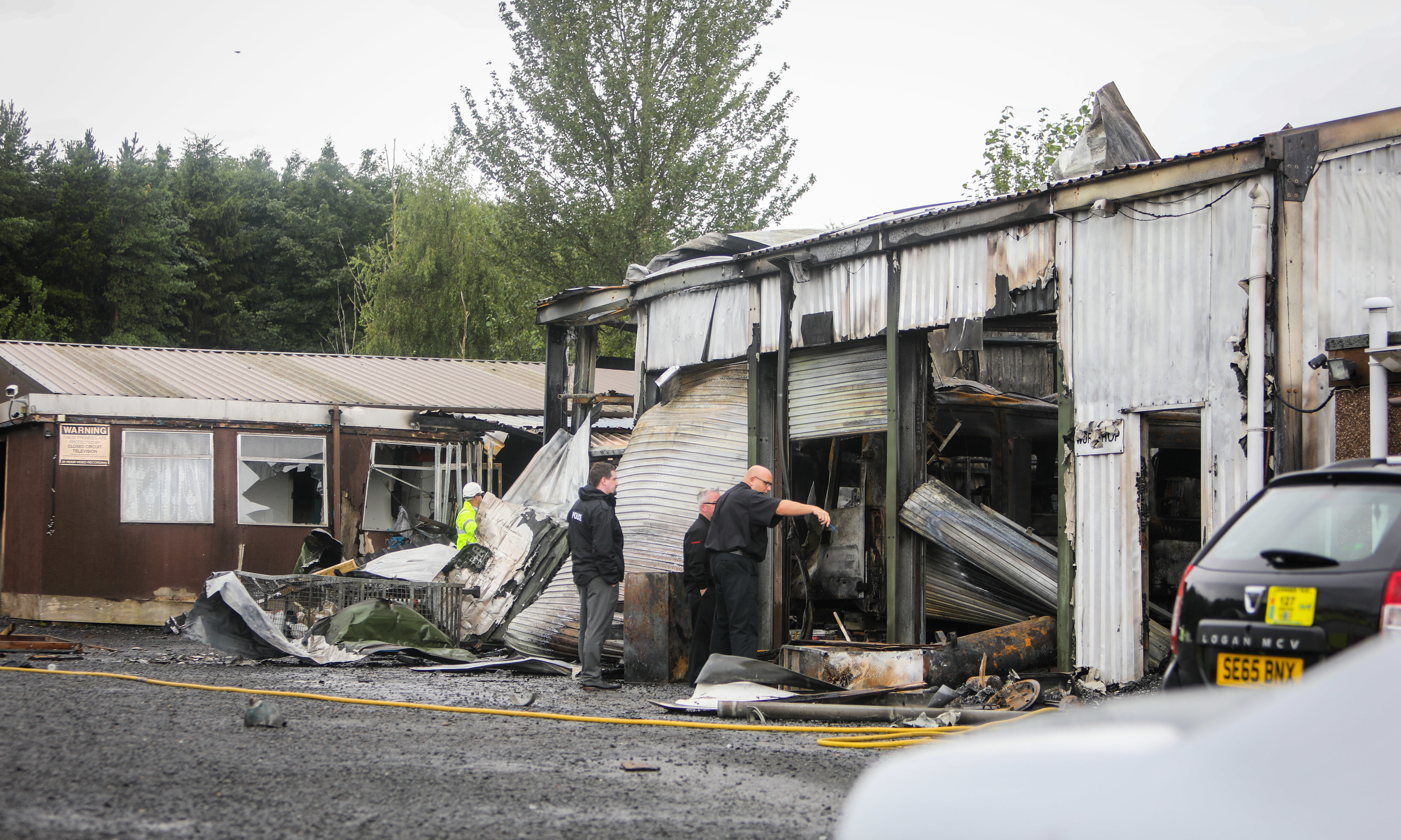 Damage following the explosion at the Cowdenbeath taxi firm.