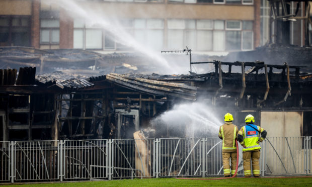 Firefighters at Woodmill High School.