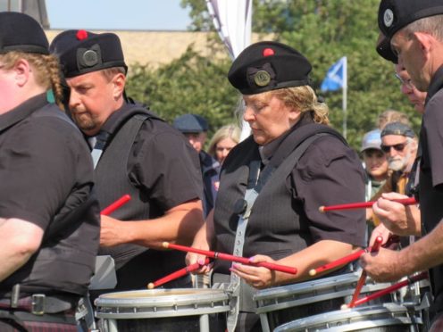 Shona Brown drumming for Glenrothes and District Pipe Band at the world championships.