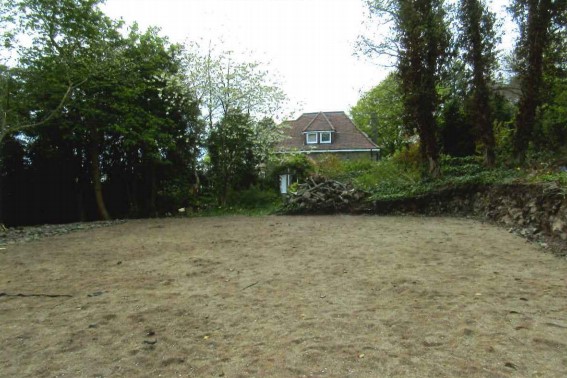 The contentious area of ground levelled, with trees felled.