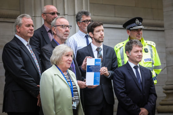 The Dundee Drugs Commission group on the steps to the Caird Hall in 2019.