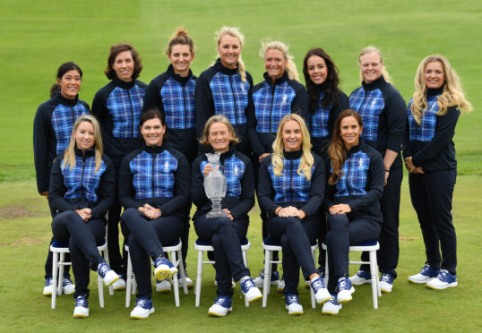 The European Splheim Cup team: (standing L-R) Celine Boutier, Carlota Ciganda, Anne Van Dam, Anna Nordqvist, Suzann Pettersen, Georgia Hall, Caroline Hedwall, Bronte Law (sitting L-R) Jodi Ewart Shadoff, Caroline Masson, Catriona Matthew, Charley Hull and Azahara Munoz.